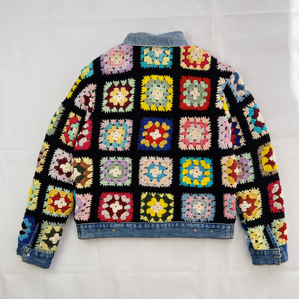 Denim Jacket Crochet Reversible Jean Jacket for Mens Women 